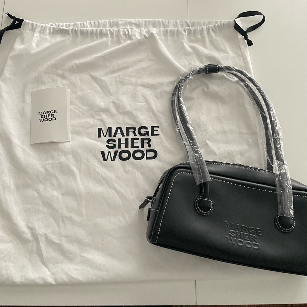 NEW Marge Sherwood Boston Black Handbag Baguette